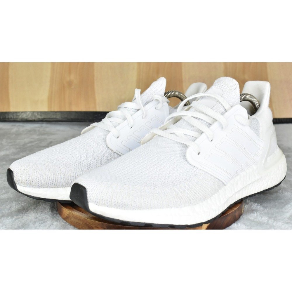 Adidas Ultra Boost 20 Men Shoes Size 9.5 Triple White Running Sneakers EF1042